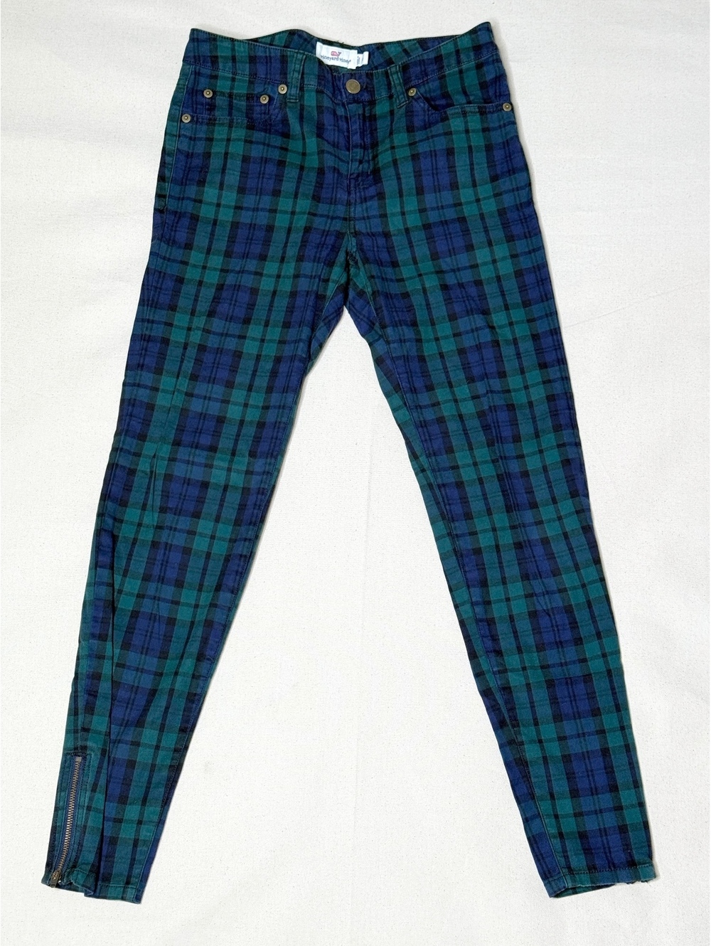 Vineyard Vines Blackwatch Plaid Skinny Jeans Women’s Size 0 Ankle Zip